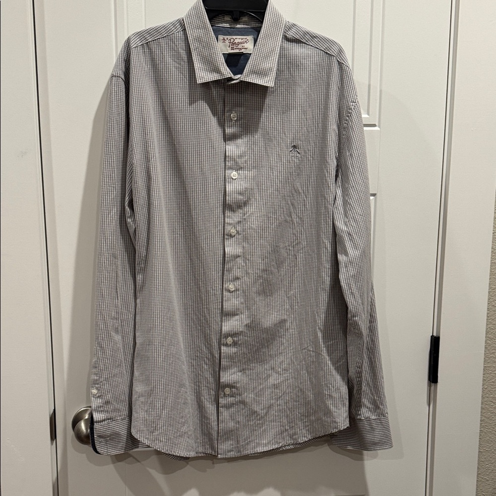 Vintage original Penguin Gray Striped Button-Down Shirt